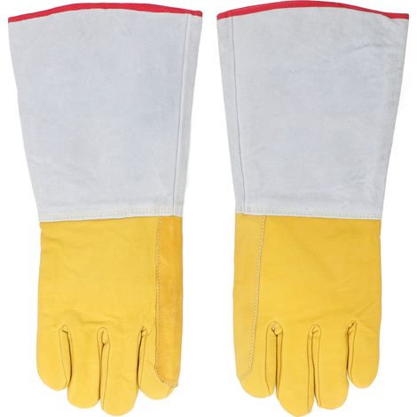 Lot de 2 gants de protection LN2 de 40 cm, en cuir de vachette antigel pour basses températures, adaptés à la conservation de l'azote liquide et de la glace carbonique. (1/5)