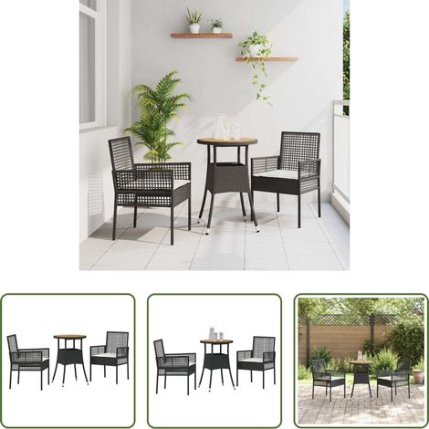 Table de jardin - Ensemble de salle à manger pour jardin 3 pcs Noir polyrotin (1/5)