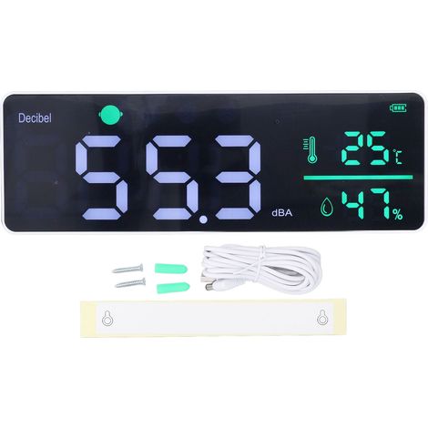 Sound Level Meter 30‑130dBA Noise Detector LED Display Decibel Temperature Humidity Tester