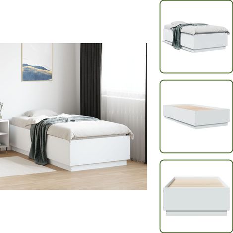 Cadre de lit sans matelas blanc 90x190 cm - Cadre De Lit - Lit Double - Lit Blanc - Meuble Chambre - Literie (1/5)