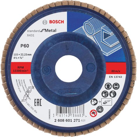 Bosch 2608601271 Disco abrasivo de láminas X431 Standard Metal 115mm recto plástico G60 10 uds (1/4)