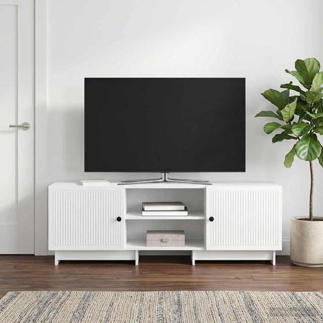 vidaXL Meuble TV Blanc 150 x 31 x 50 cm Bois d’ingénierie (1/5)