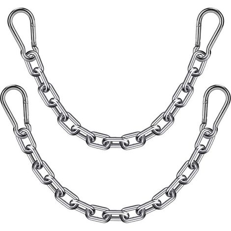 2 Sac de Boxe Chaînes et 4 Mousquetons, 304 Acier Inoxydable Chaise Suspendue Chaîne pour Hamac, Quincaillerie pour Balançoire Intérieure et Extérieure, Sac Lourd Suspendu, Max 453kg (1/5)