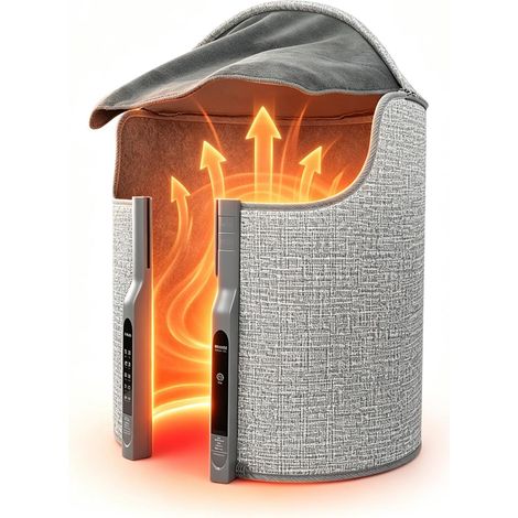 Chauffe pieds et jambes 360° Chaleur Rapide, Radiateur Pliant Sous Bureau, 5 Niveaux de Température & 5 Niveaux de Réglage de Temps, Housse Chauffante Amovible pour la Maison & le Bureau (1/5)
