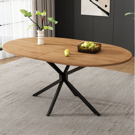 Tavolo da pranzo ovale 120 x 80 x 75,5 cm, MDF naturale, gambe in metallo HAVRYA (1/5)