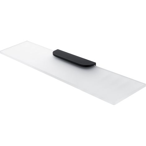 Tablette Verre Satiné L.60 Cm, Avec Fixation Noire Mate, Nikau Nimco (1/4)