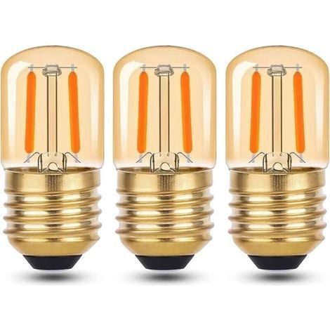 Ampoule LED E27 Veilleuse 1W Blanc Chaud 2200K, T28 Mini Ampoule Vintage E27 LED à Filament, Équivalent 10W-15W, Verre Ambré Décorative Lampe de Table, Non Dimmable, Lot de 3 [Classe é (1/4)