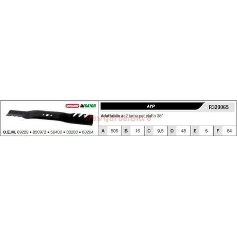Cuchilla AYP para tractor cortacésped 2 cuchillas planas 38" R320065