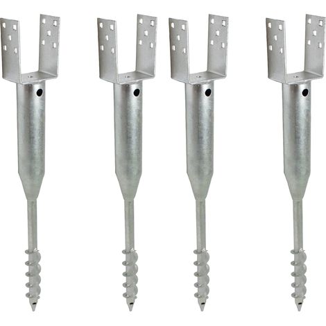 4x U-Profil Bodenhülse zum Einschrauben 10x10 cm 86,5 cm lang feuerverzinkt für Vierkanthölzer 100mm
