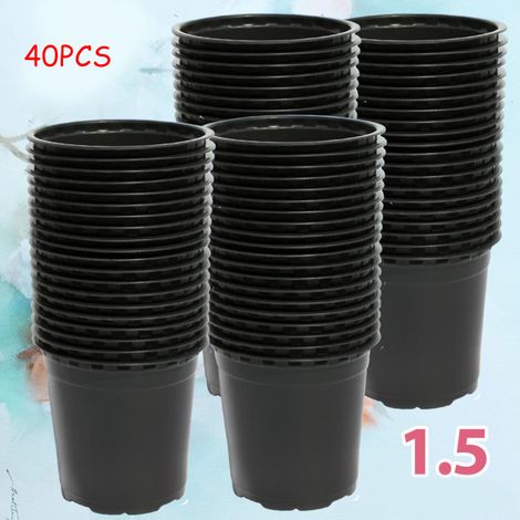 Schwarz-weiße 1,5-Liter-Blumentöpfe (40er-Packung), schwarze Töpfe für Sämlinge, Anzuchttöpfe, aus verstärktem Polypropylen.