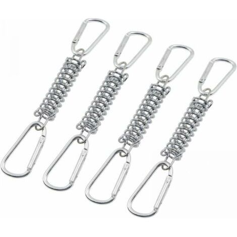4pcs Boucle Ressort Tension Fixation Store - Voile D'ombrage Fixations Accessoires en Acier Inoxydable avec 4 Ressorts HéLicoïdaux 8 Mousquetons pour Tentes Auvents Camping (1/4)