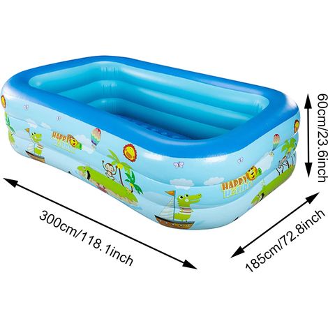 Piscine gonflable (300x185x60cm), fabriquée en PVC épais, pliable, portable pour une utilisation en extérieur dans le jardin, facile à vider. (1/5)