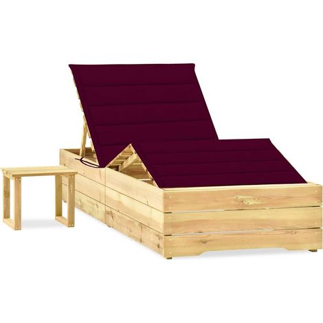 vidaXL Tumbona de jardín con mesa y cojín de madera de pino impregnada (1/3)