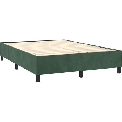 Somier de láminas sobre patas estructura de cama 140x200 cm tela terciopelo verde oscuro TDL0206884