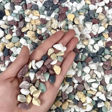 950 g de gravier naturel, pierres décoratives colorées et galets pour pots de fleurs, remplissage de vase, artisanat, aquarium, jardin. (1/5)