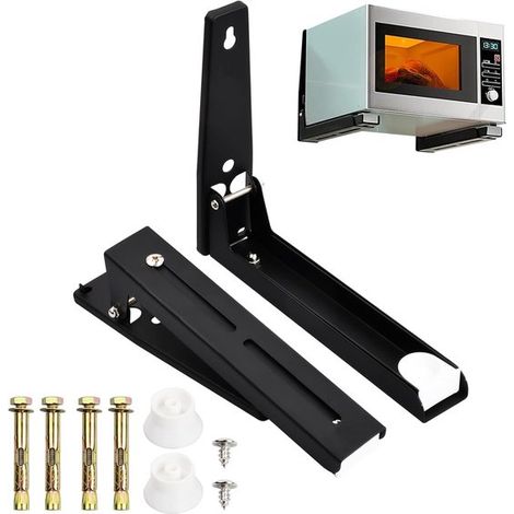 2er-Pack Mikrowellenhalterung – Teleskophalterung – Wandmontage – Ofenhalterung – Für Mikrowellen mit einer maximalen Tragkraft von 30 kg – Schwarz (1/4)