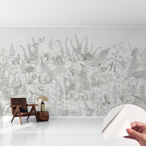 Papier peint autocollant adhésif avec motifs pour salon et chambre accessoire stylé pour votre intérieur Animaux de la forêt 416x254 cm (1/5)
