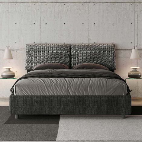 Letto matrimoniale contenitore imbottito 160x190 tessuto Aragona 8 blu Mados (1/5)