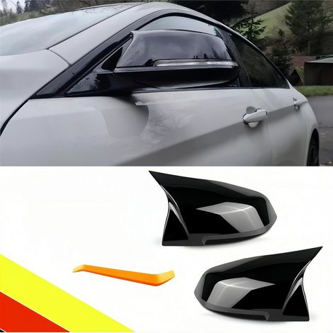 Copertura per specchietto retrovisore auto compatibile con BMW Serie 1 F20 F21/Serie 2 F22 F23 F87/Serie 3 F30 F31 F34/Serie 4 F32 F33 F36/i3 I01/X1 E84, adatta per la messa a punto (Nero lucido) (1/5)