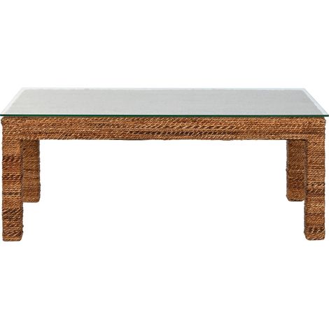 Mesa Centro Fibra Teca 120X60X45 Cristal Templado (1/4)