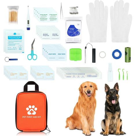 Kit de Premiers Secours pour Chien et Chat 118 Pièces - Pharmacie de Voyage pour Chien - Pharmacie de Voyage pour Animaux de Compagnie - Kit de Premiers Secours pour Les Urgences en Voyage (1/5)