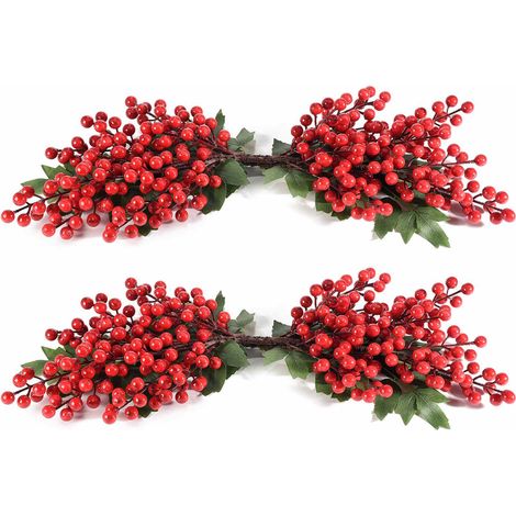 Bacche rosse artificiali decorative per Natale 2 pezzi da 53,5 cm (1/2)