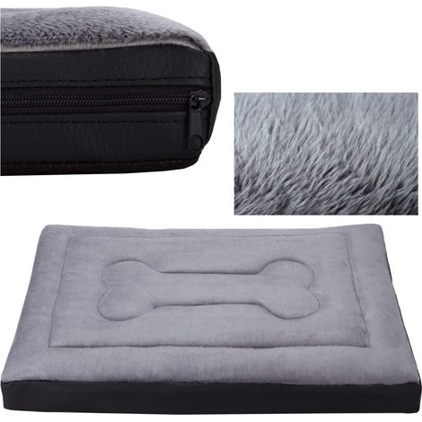 Panier pour chien, matelas pour chien, Welsti en fourrure grise M 70x50 (1/5)