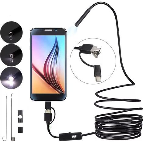 Endoskop – 5 m Kabel – 5,5 mm Kopf – 6 LEDs – wasserdicht – Inspektionskamera – geeignet für Android (1/5)