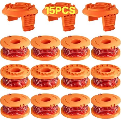 15 Pack Bobine Fil Coupe Bordure 3m - WA0004.1/WA0010 Coupe Bordures Ø1,65 mm, Bobine de Fil Debroussailleuse(12 Fil Coupe Bordure,3 Couvercle) (1/5)