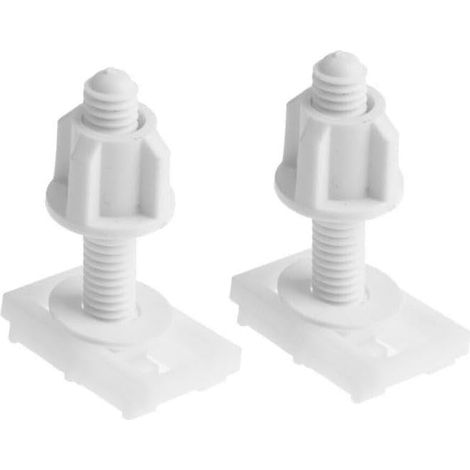 Lot de 2 vis et écrous pour siège de toilette en plastique blanc avec rondelles, boulons de charnière, vis de charnière, charnières pour montage de sièges de toilette, sièges de toilette, toilettes et (1/5)