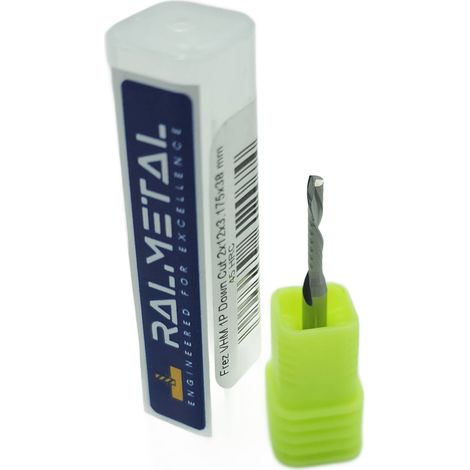 Freso VHM 1P con corte descendente 2 x 12 x 3,175 x 38 mm (1/4)