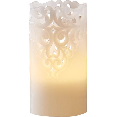 Star Trading Bougie Clary, bougie ronde, ornement, blanc, LED, minuterie, blanc chaud, 15 cm (1/4)