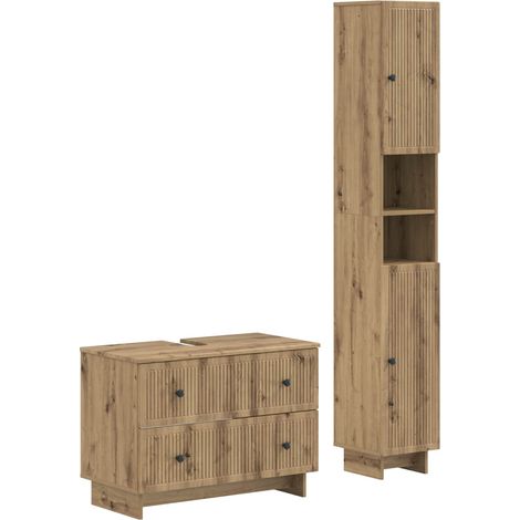 Maison Exclusive - Set di Armadi da Bagno da 2 Pezzi EDE Rovere Artigianale (1/5)