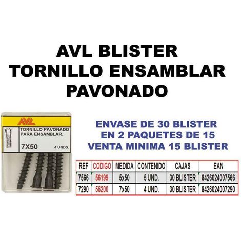 avl finstock blister tornillo ensamblar 7x50 pavonado 7290 (caja 15 unidades)