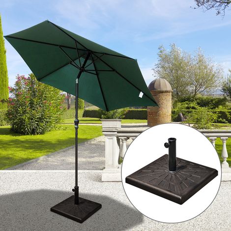 Base carrée pour parasol en résine pour mâts Ø3.8/4.8cm, 47x47x32cm (1/5)