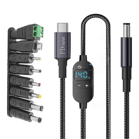 Câble d'alimentation USB-C vers CC 140 W vers 5 V, 9 V, 12 V, 15 V, 20 V, 28 V, adaptateur de tension réglable, connecteur Cor (1/5)