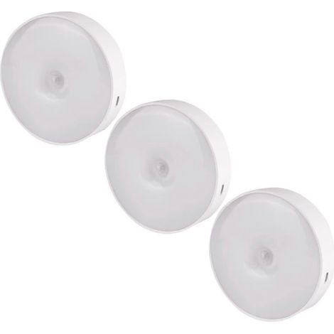 Lot de 3 veilleuses à détecteur de mouvement, lampes de chevet LED à piles, lampes sensorielles activées par le mouvement (1/5)