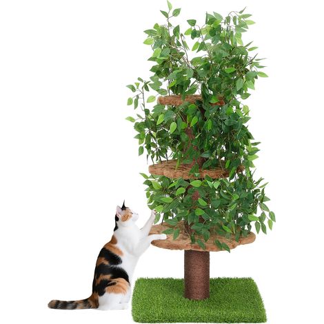 Neche – Arbre à chat 4 niveaux avec feuilles – Montage facile – Matériaux non toxiques – Design élégant pour chats actifs