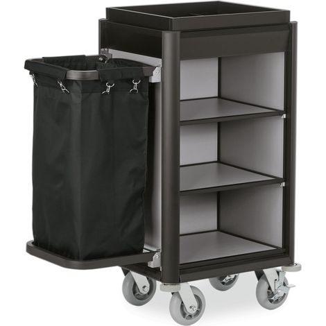 Chariot de chambre 95 x 55 x 116 cm 1 sac à linge chants noirs aspect alu ISABELLA - Was Germany (1/2)