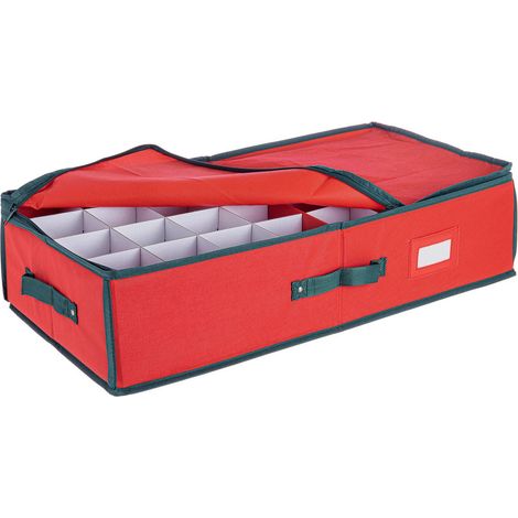 Custodia per palline in vetro, borsa decorazioni color rosso natalizie con manici -27 posti-diametro 100 cm (1/2)