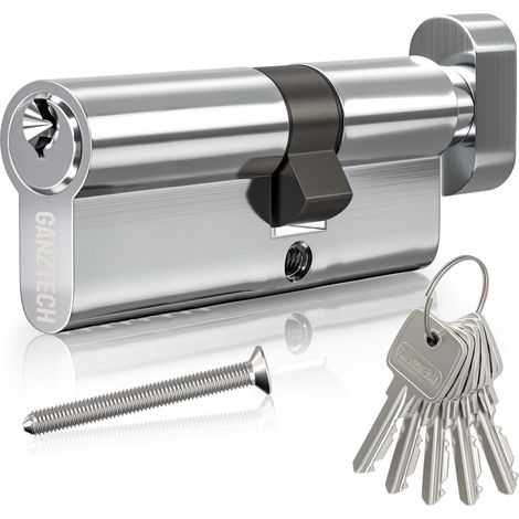 40/55T(95mm) Serrure de barillet de porte en Chrome,clé à clé avec 5 clés standard,serrure à cylindre euro en Alliage d’aluminium,Applicable à composites et UPVC (1/5)