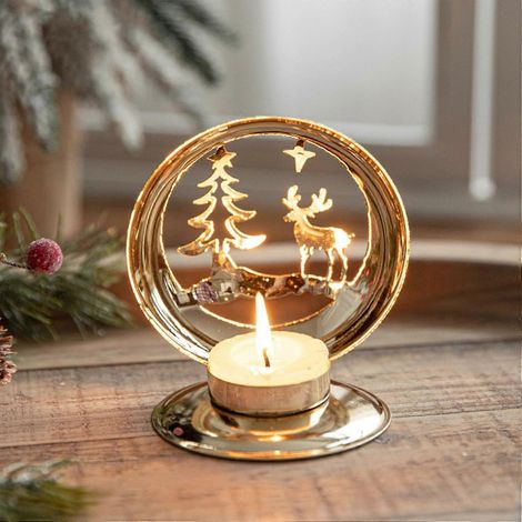 Décorations de Noël, sapin de Noël décoratif en métal, pour tables et cadeaux pour la maison, bougeoirs pour la décoration intérieure, (C) (1/5)