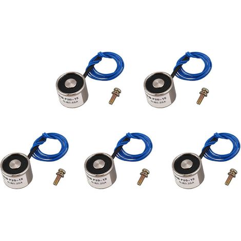 5 aimants de levage électriques à ventouse, électroaimant 12 V CC, 2,5 kg (5,5 lb), 20 x 15 mm (1/5)