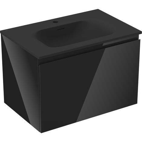 Mexen Orio Badezimmerschrank 70 cm mit Waschbecken Vela, 1 Schublade, Schwarz glänzend/Schwarz matt - 91A10-07047-1-BF70-W23M71 (1/5)