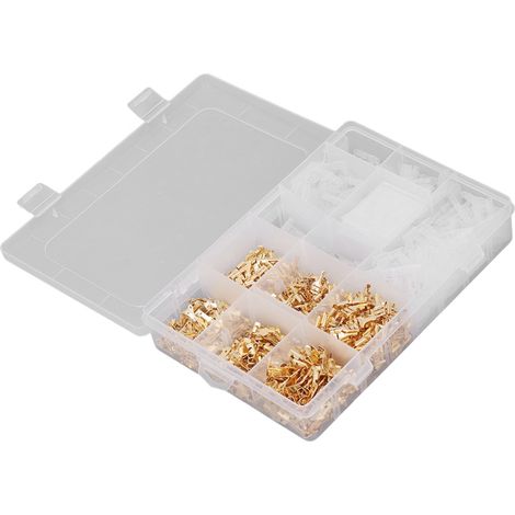 Kit 900 pièces de cosses plates mâles/femelles 2.8mm 4.8mm 6.3mm, connecteurs à sertir isolés avec manchons thermorétractables pour câblage électrique. (1/5)