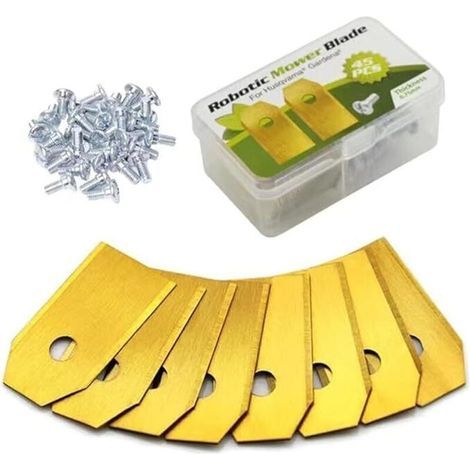 Set mit 9 Titan-Klingen inklusive Schrauben für automatische Mähroboter (1/4)