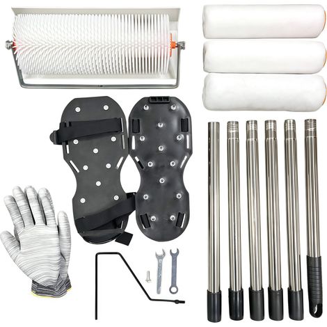 Rouleau cranté anti-bulles pour peinture époxy de sol en ciment, avec chaussures à pointes, kit d'application professionnel (1/5)