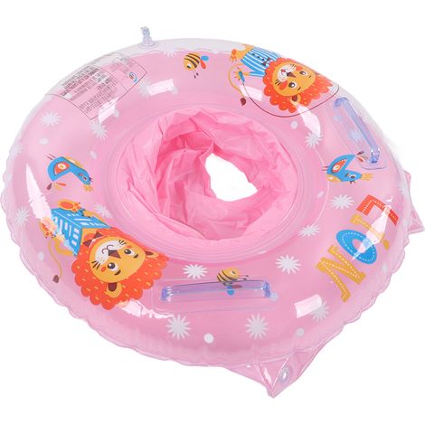Wasserdichter Babyschwimmer mit zwei Griffen, leicht zu halten, Babyschwimmsitz, Schwimmhilfe für Badewanne und Pool, Löwenmuster, rosa. (1/5)
