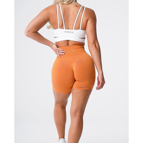Nahtlose Profi-Shorts aus Spandex für Damen, Fitness, elastisch, atmungsaktiv, figurformend, für Freizeit, Sport und Laufen – Farbe: L-Burnt Orange (1/5)