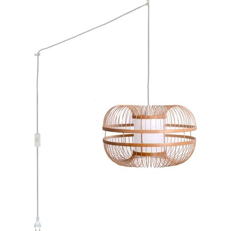 Suspension japonaise en bambou "Kaizen" avec interrupteur et - Blanc boho chic (1/5)
